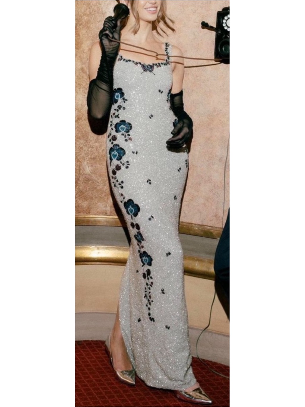 Clio Peppiatt Orchid Crystal Bead Embellished Floral Maxi Gown Size Small — image 5 of 8